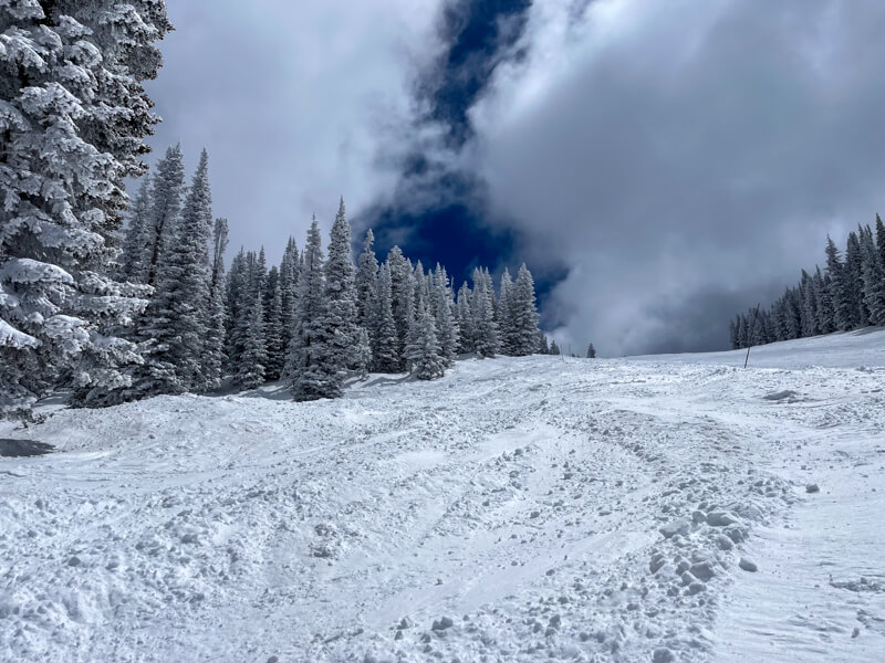 Powdery ski run at Steamboat Springs in Colorado